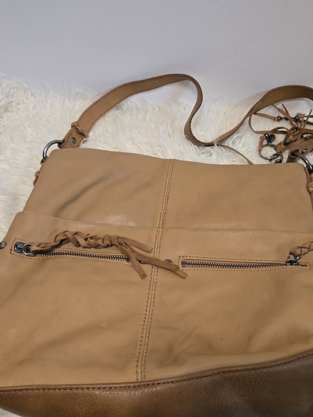 The Sak Leather Tassel Shoulder Bag in Tan - Picture 6 of 10